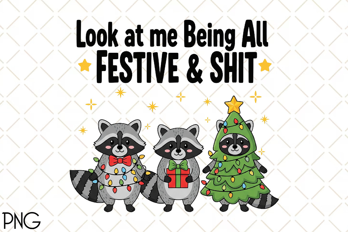 Funny Christmas Sarcastic Raccoon, an Illustration by Black Bird Studio (Photo 1 of 4)