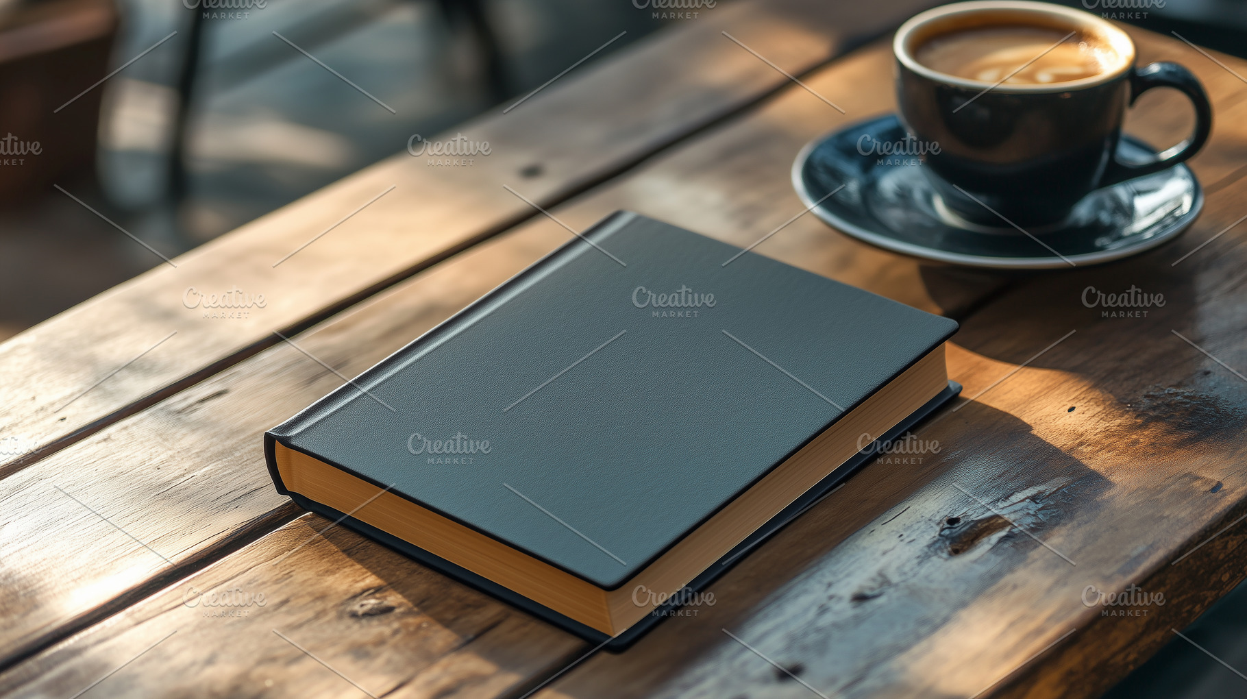 Closed dark book mockup and cup of, a School & Education Photo by MistyDay