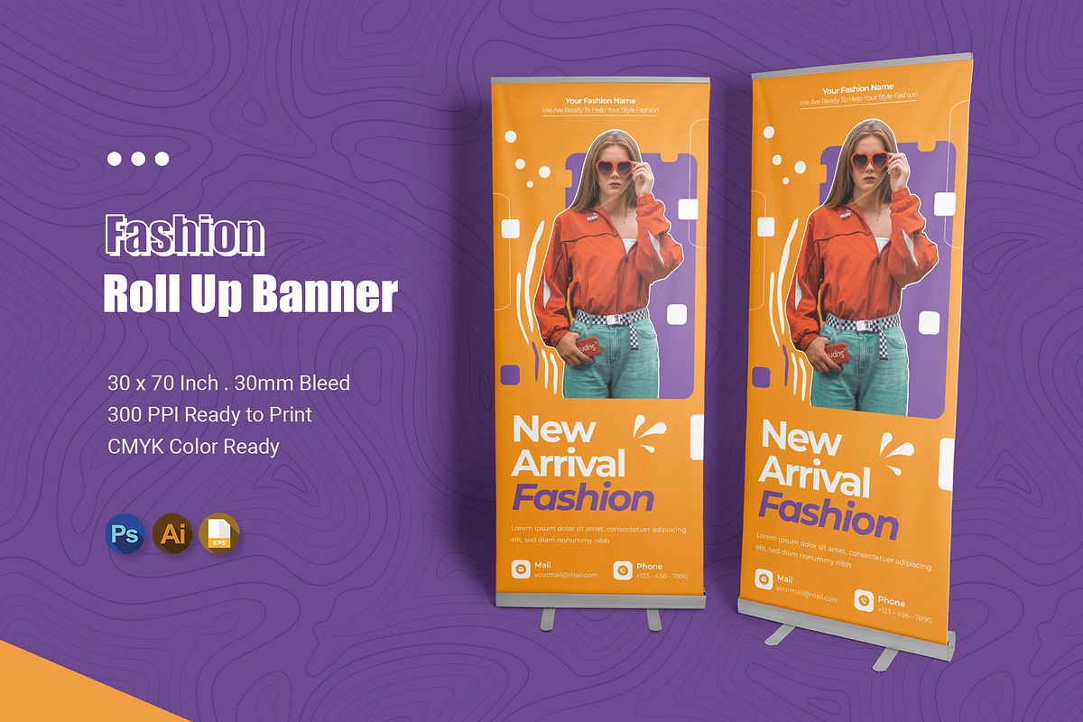 Fashion Purplerange Roll Up Banner, a Print Template by Esensifiksi.studio (Photo 1 of 2)