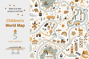 Children's World Map Play Mat