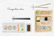 Watercolor Sushi Rolls Clipart, a Food Illustration by Art and Funny (Thumbnail 6 of 7)