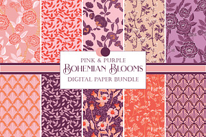 Bohemian Bloom Patterns PinkPurple, a Pattern Graphic by RachelStudio
