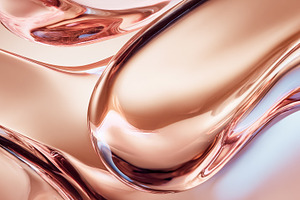 Liquid rose gold merging with reflective light, creating abstract metallic flui, a Photo by Studio ANNA