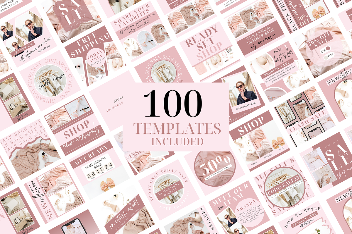 Ecommerce Pink Instagram Templates, a Social Media Template by Oh So Social Boutique (Photo 3 of 5)