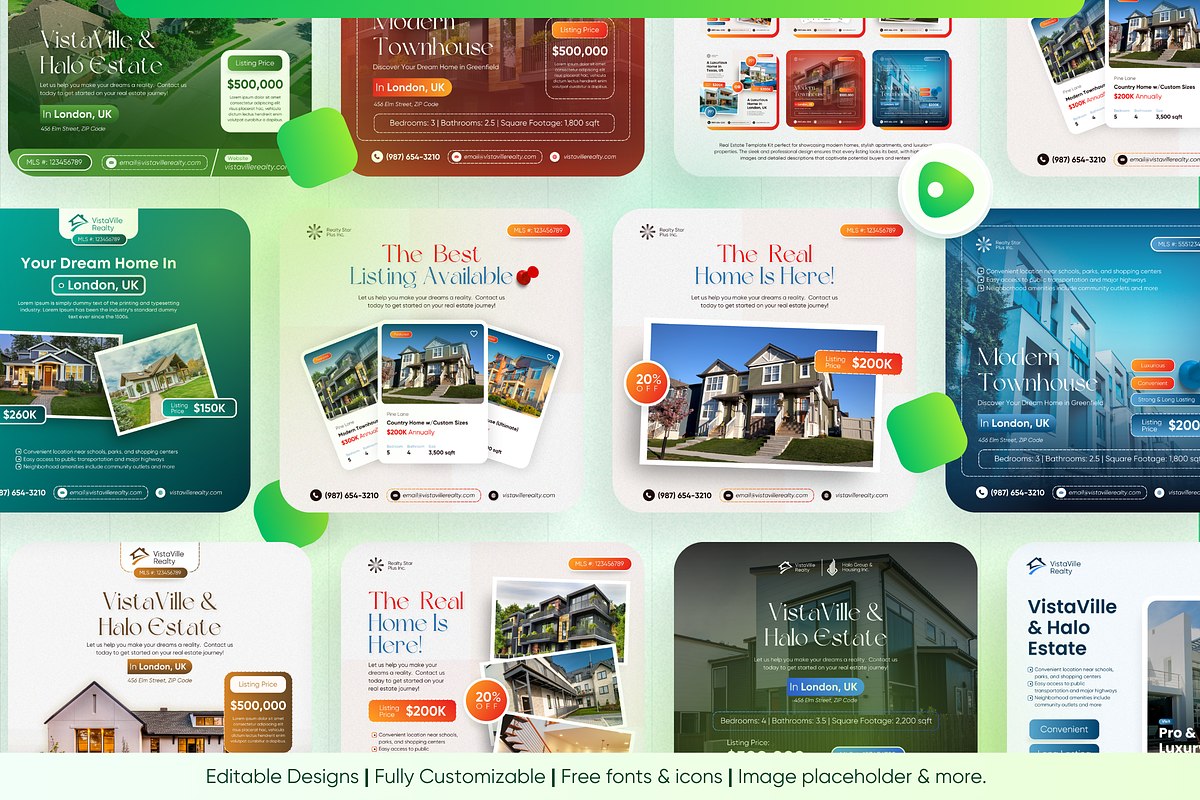 Premium Real Estate Canva Templates, a Social Media Template by Exceptionalways (Photo 2 of 18)