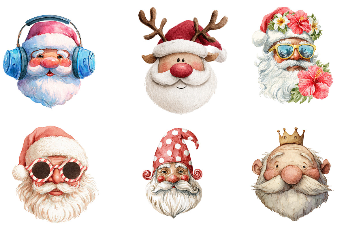 Quirky Santa Claus Head Clipart, an Illustration by DreamArtGraphic (Photo 2 of 4)