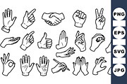 Hand Gesture Line Art Set, an Illustration by designvectx (Thumbnail 3 of 3)