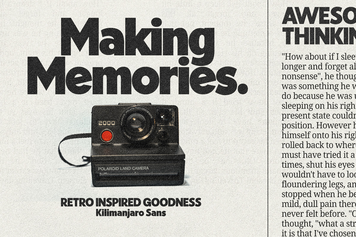 Kilimanjaro Sans (36 fonts), a Font by Nicky Laatz (Photo 40 of 75)