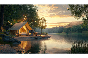 Cozy glamping tent with string, a Nature Photo by Rodica Ciorba