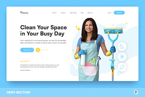 Cleansy – Cleaning Service Hero, an UI Kit Template by Studio Delapan
