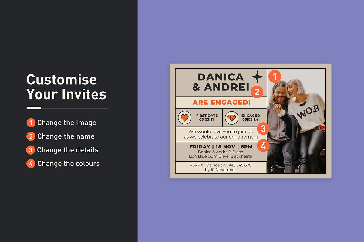 Danica Andrei Engagement Invitation, an Invitation Template by Mountain Folk Creative (Photo 3 of 12)