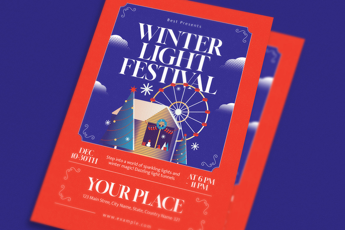 Red Winter Light Festival Flyer, a Flyer Template by VectorVactory (Photo 2 of 3)