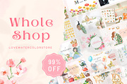 Whole Shop Bundle, an Animal Illustration by Love Watercolor Store (Thumbnail 1 of 38)