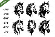 Vector group of horse head design., an Animal Illustration by yod67 (Thumbnail 1 of 10)