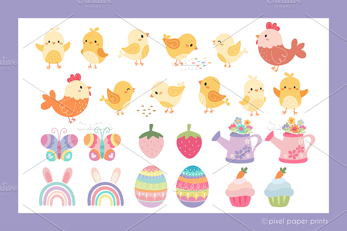 Cute Little Easter Clipart, an Object Graphic by PixelPaperPrints (Photo 2 of 8)