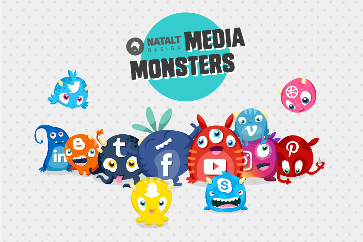 Media Monsters Social Media Icon Set, an Icon by NatBurger (Photo 1 of 2)