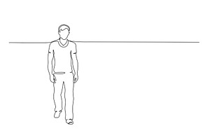 Continuous one line drawing. Walking, a Person Illustration by Valenty