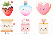 Kawaii Valentines Clipart, an Illustration by Black Bird Studio (Thumbnail 2 of 6)