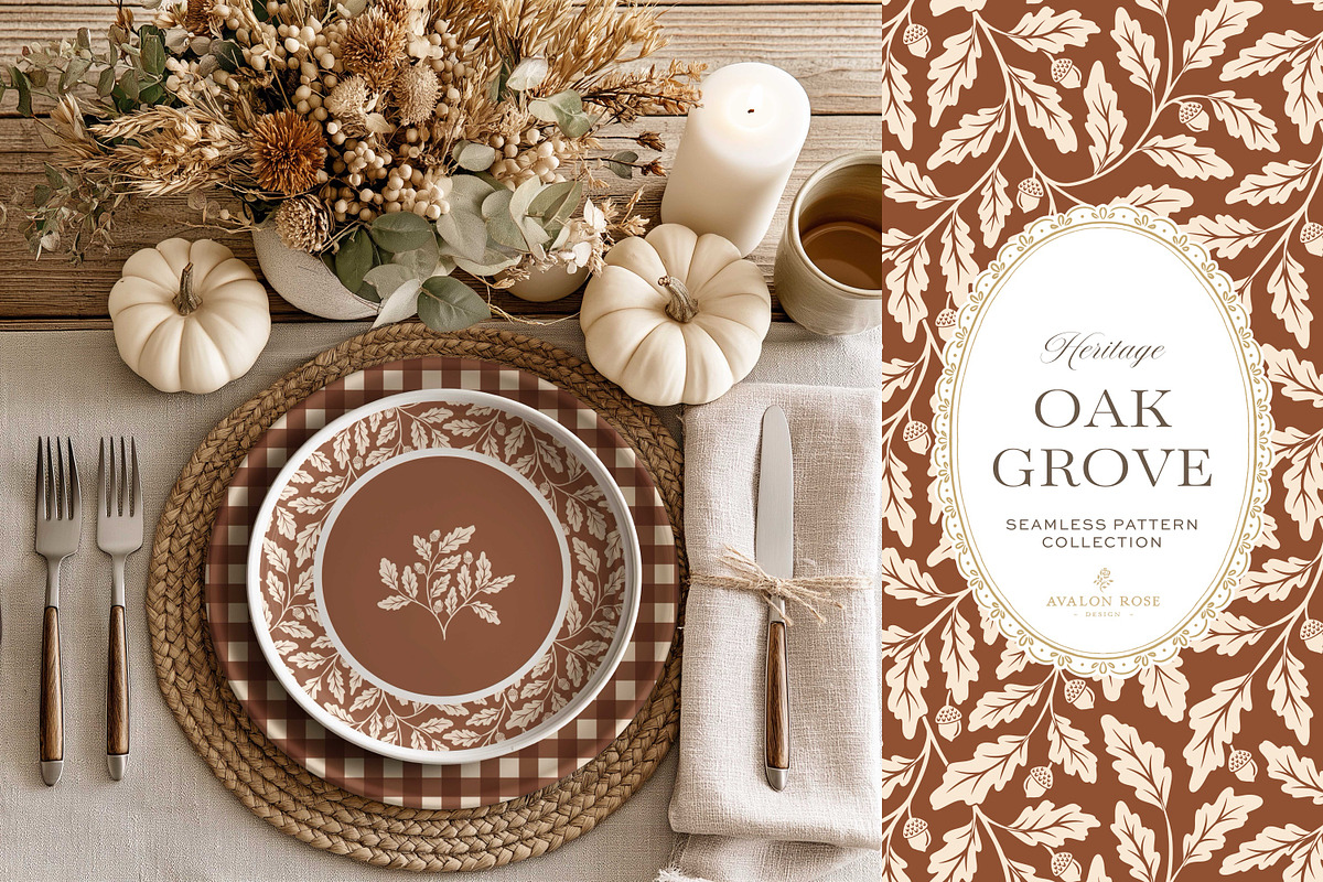 Oak & Acorn Autumn Patterns - Orange, a Pattern Graphic by Eclectic Anthology (Photo 3 of 13)