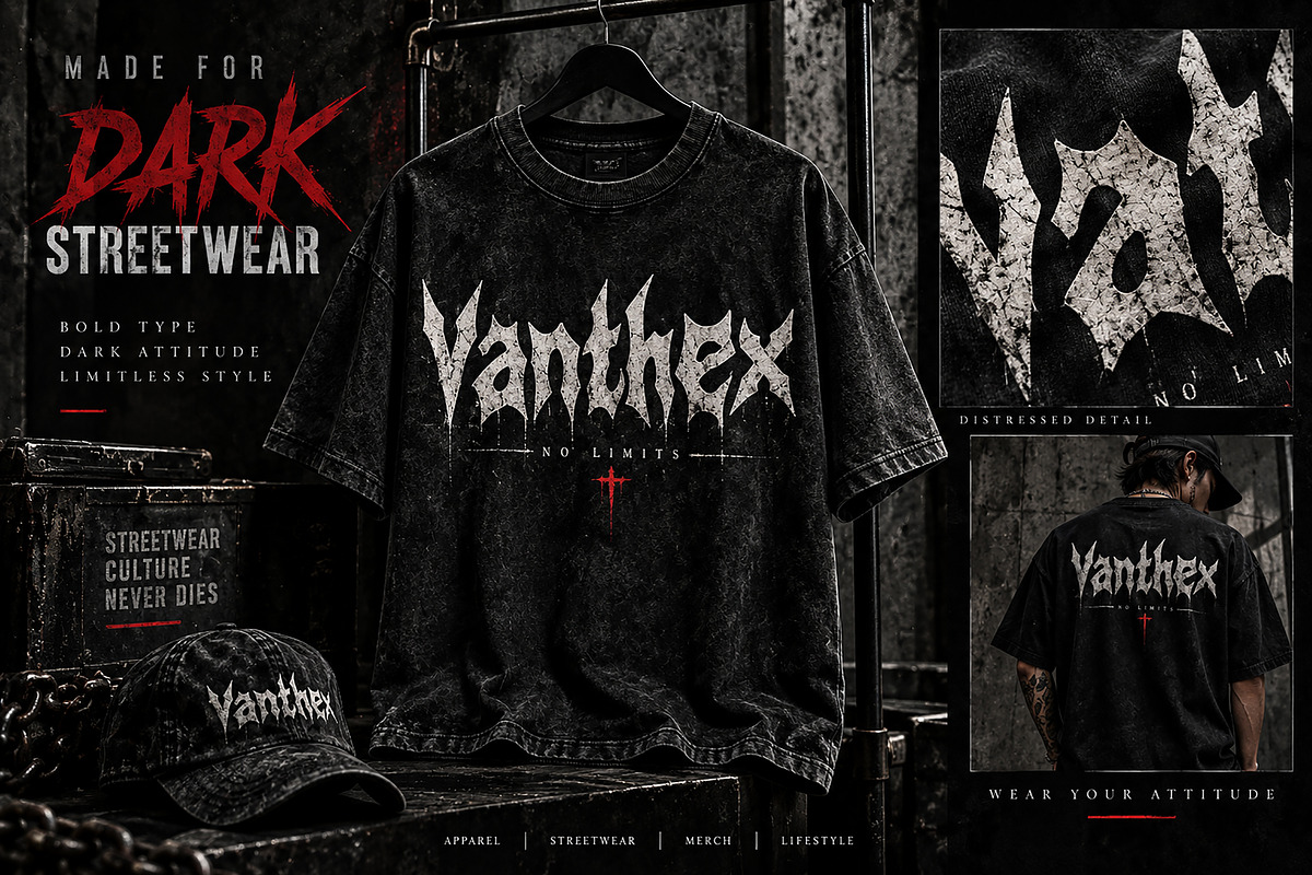 Vanthex – Dark Gothic Display Font, a Script Font by Wow Magic (Photo 3 of 5)