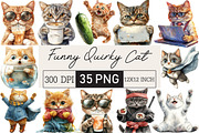Funny Cat Clipart Quirky Cat Clipart, an Illustration by Black Bird Studio (Thumbnail 1 of 6)
