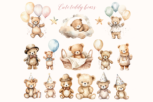 Neutral Baby Shower Clipart Set