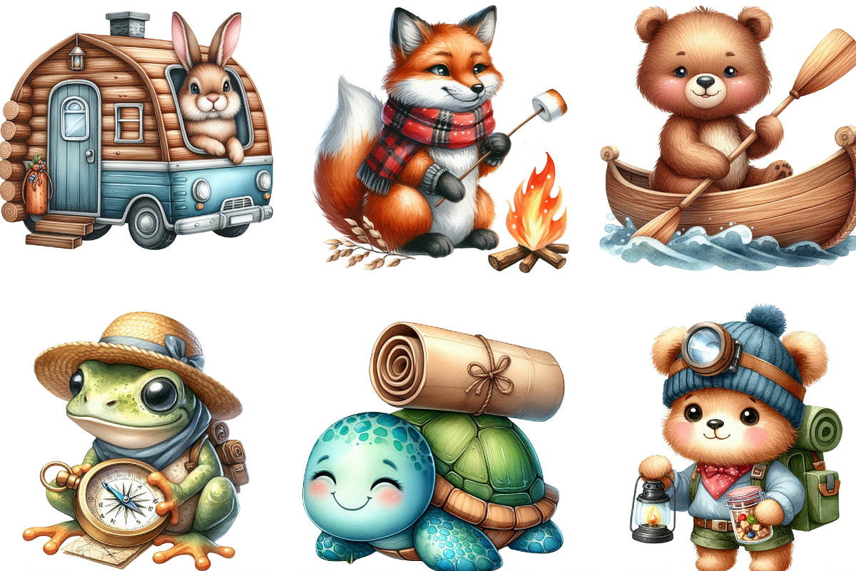 Cute Little Campers Clipart, an Illustration by Designking (Photo 2 of 4)