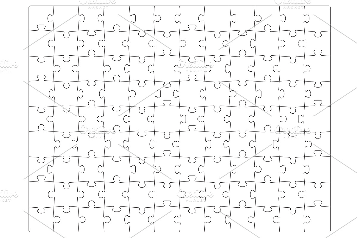 Jigsaw puzzle grid, pieces, an Illustration by Vector Tradition