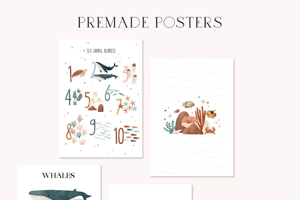 Ocean Animals: colored & outline, a Pattern Graphic by imajineko (Photo 6 of 12)