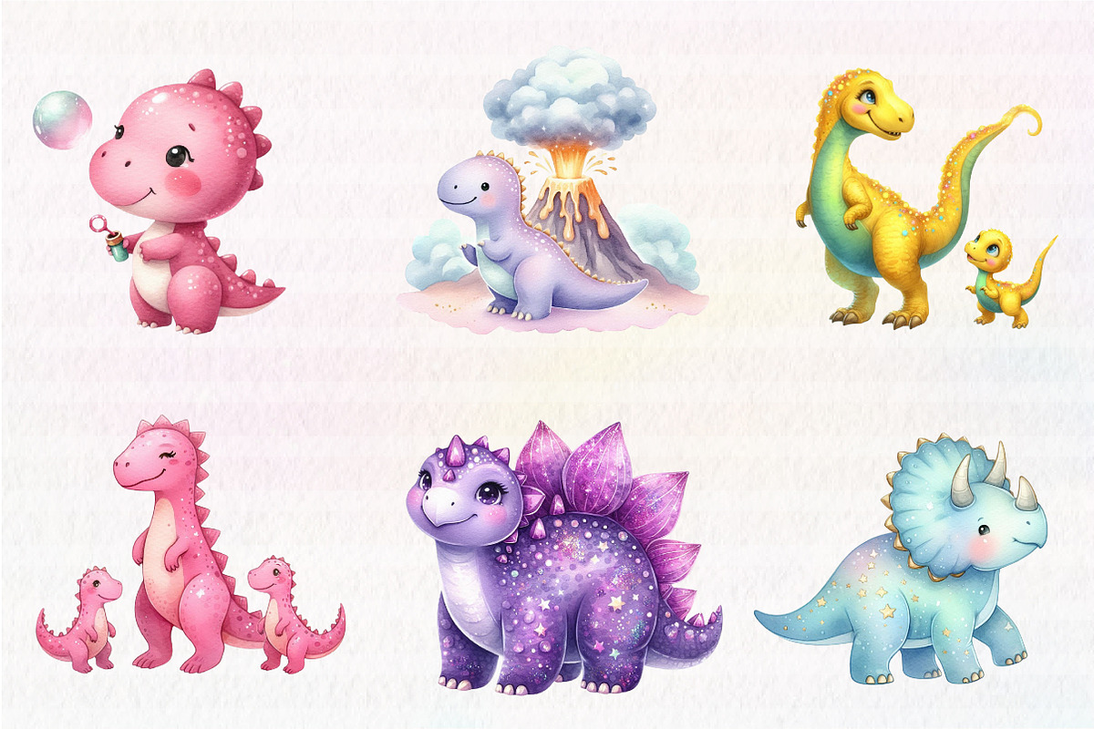 Watercolor Paleontology Dinosaur, an Illustration by CreationArt (Photo 2 of 5)