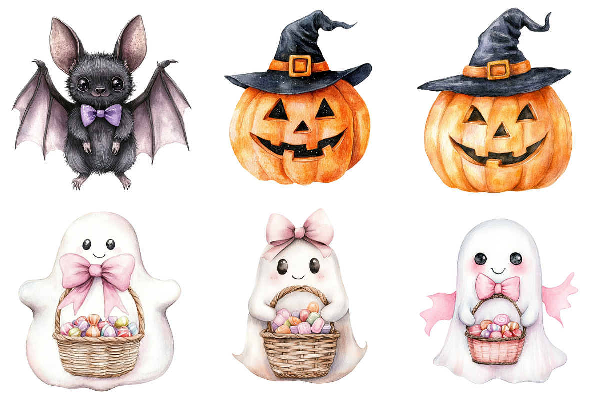 Cute Halloween Watercolor, a Seasonal Illustration by CitraGraphics (Photo 4 of 5)
