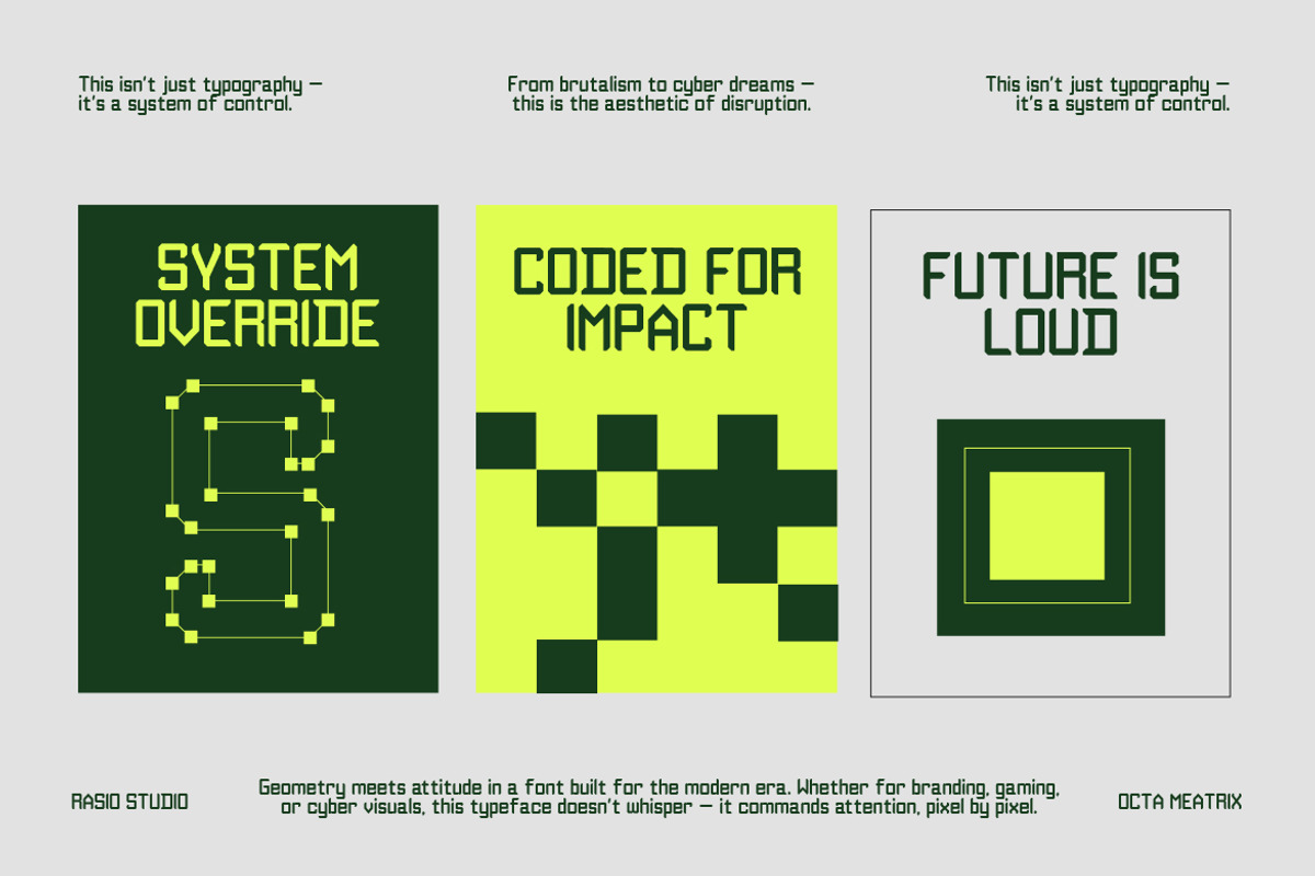 Octa Meatrix Techno Typeface Font, a Sans Serif Font by Rasio Studio (Photo 5 of 7)
