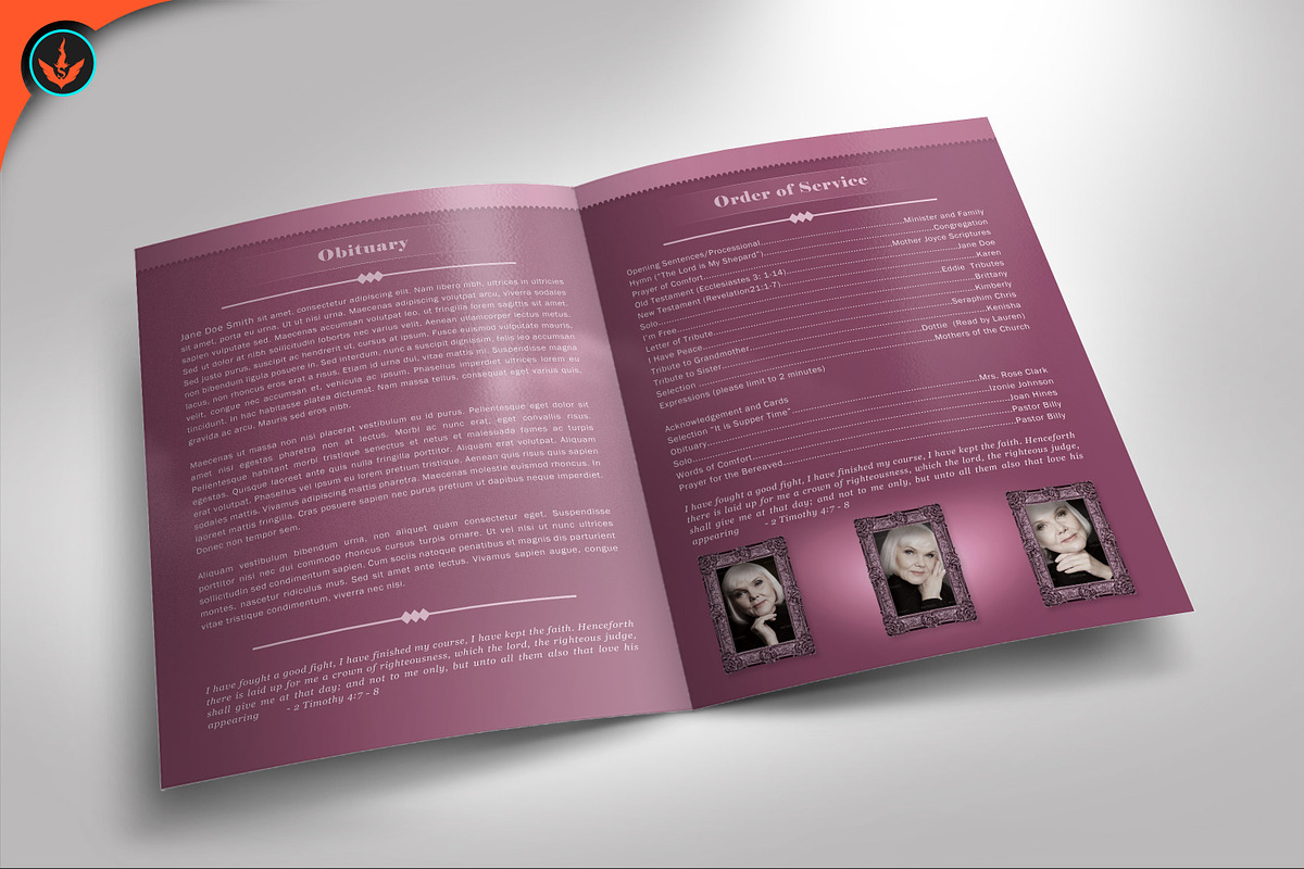 Funeral Program Photoshop Template, a Brochure Template by SeraphimChris (Photo 2 of 7)