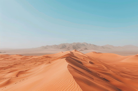 Gigantic sand dunes stretch across t, a Photo by Tanuart