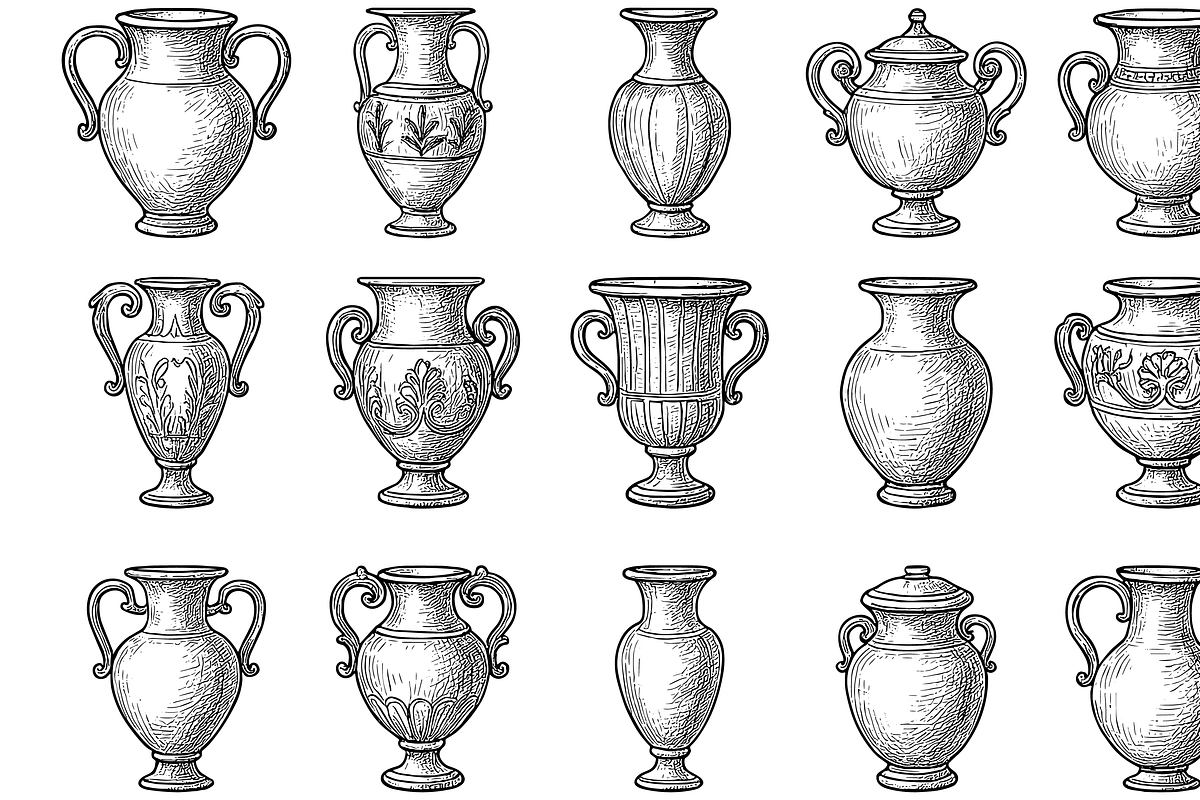 Antique Ceramic Vase Set, an Object Graphic by nikagraphic (Photo 3 of 3)