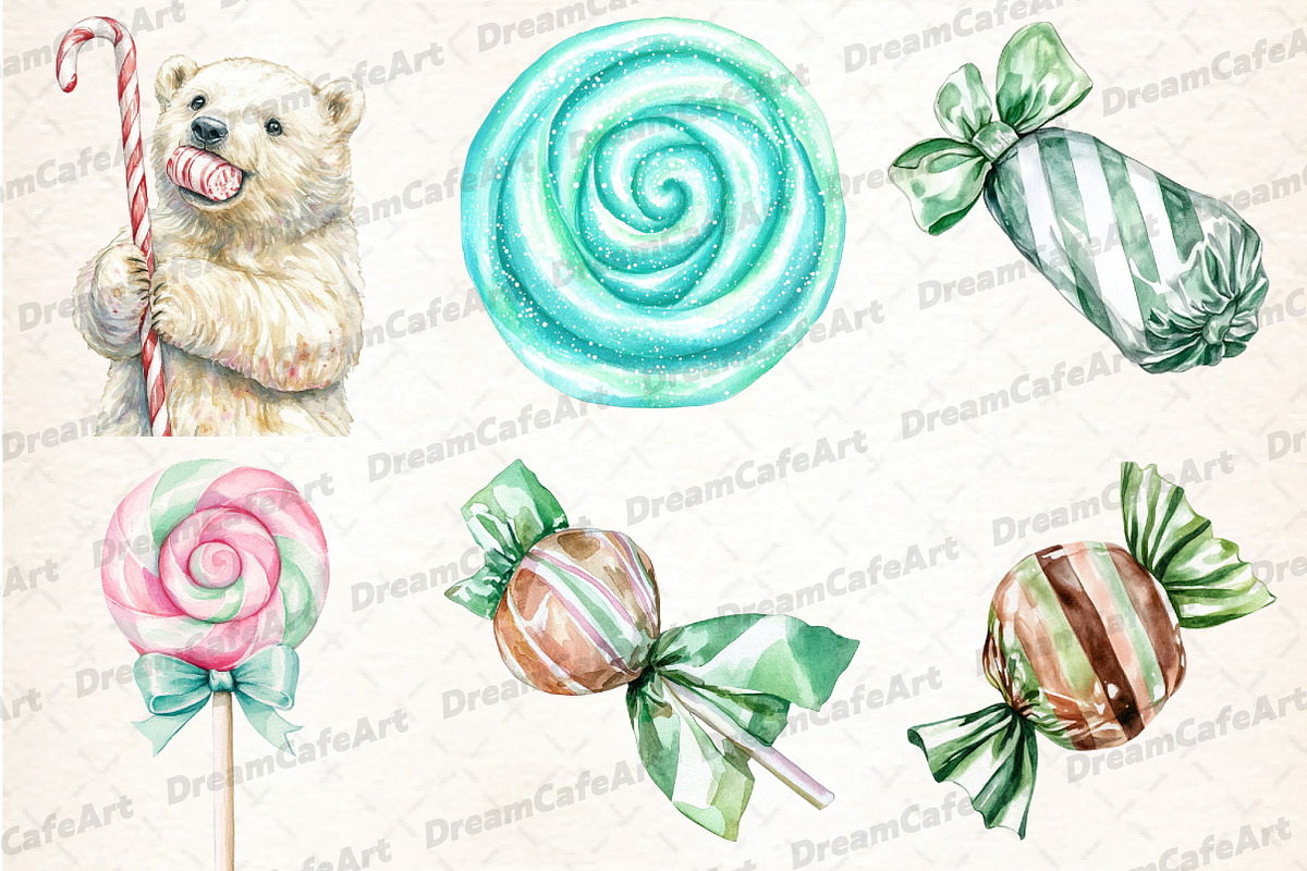 Christmas Candy Sublimation Clipart, an Illustration by DreamCafeArt (Photo 2 of 7)