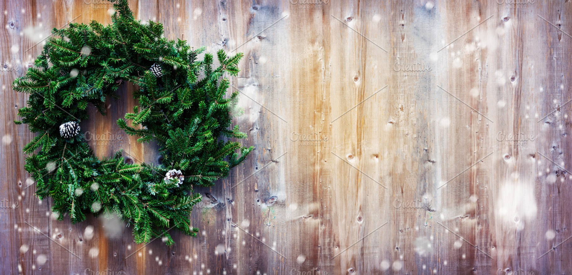 Christmas wreath copy space containing background, wreath, and rustic, a Holiday Photo by RosyMaple