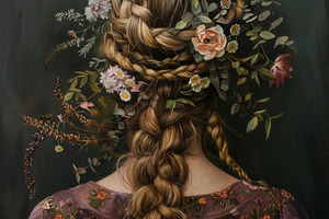 A painting of a woman with braids in, a Photo by Iftikhar Alam