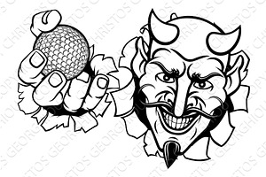 Devil Satan Golf Ball Sports Mascot, an Illustration by Christos Georghiou