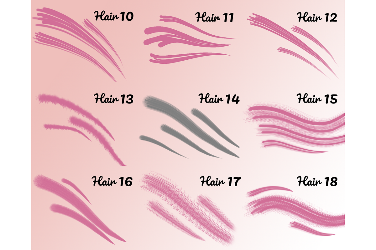 25 Hair Brushes For Photoshop, a Brush Add-On by Velo Graphic Studio (Photo 6 of 10)