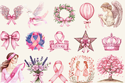 World Breast Cancer Day Clipart, an Illustration by NadiaTheronArt (Thumbnail 3 of 4)