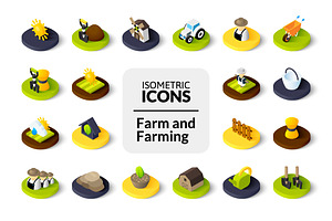 Isometric icons - Farm and Farming