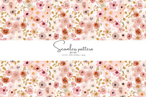 watercolor floral seamless pattern, a Pattern Graphic by Pink Studio Art
