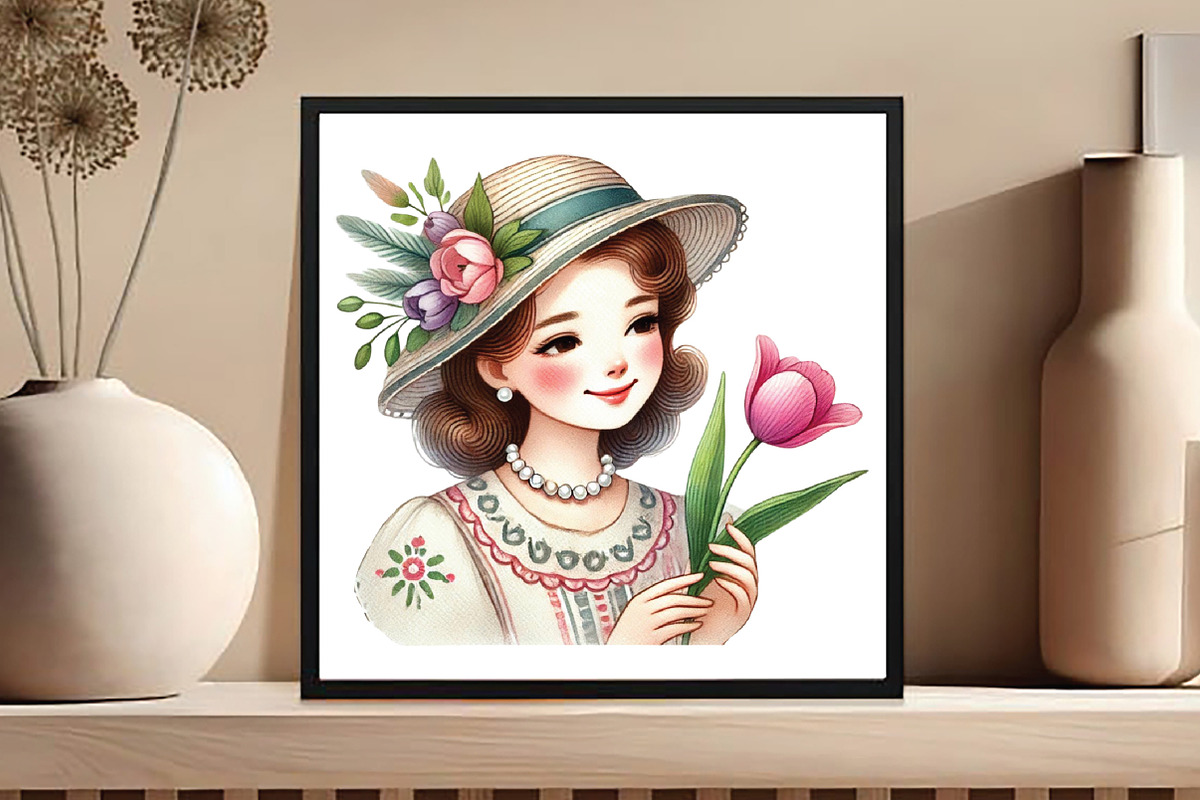 Vintage Spring Woman Clipart, an Illustration by DreamCafeArt (Photo 5 of 5)