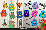 10 Cute Monsters 3D Layered Cut File, an Illustration by pixaroma (Thumbnail 4 of 13)