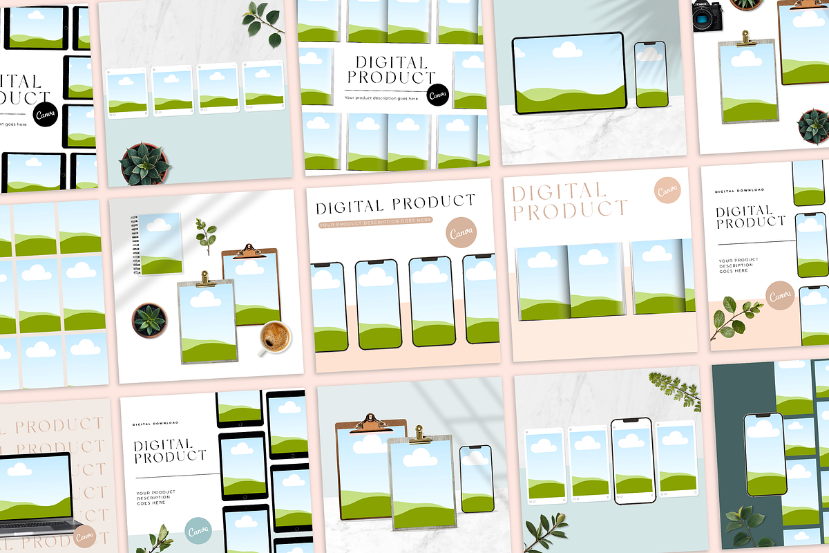Canva Digital Product Mockups, a Marketing Template by Marigold Studios (Photo 4 of 11)