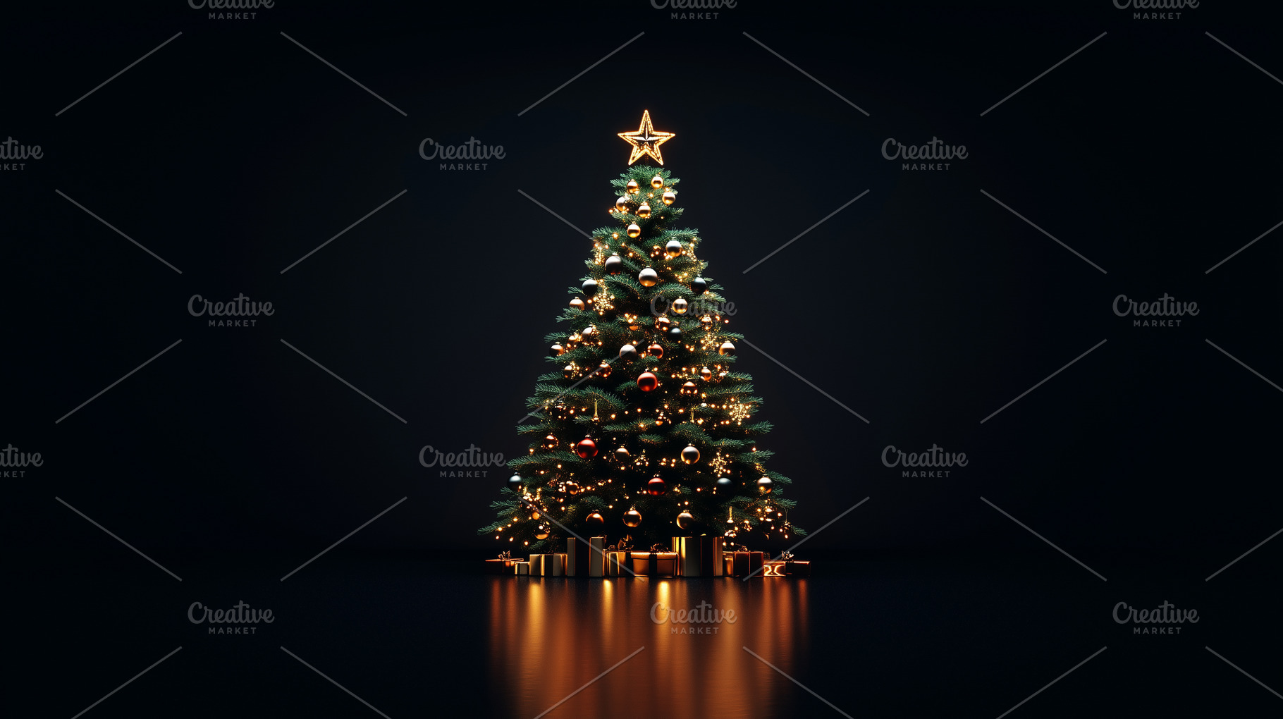 Glowing christmas tree with presents, a Holiday Photo by MistyDay