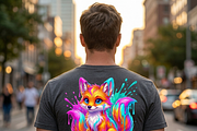 Cute Rainbow Paint Drip Fox, a Shirt Mockup by Vector Stall (Thumbnail 8 of 15)