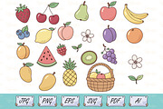 Cute Fruit Clipart Set Vector, a Food Illustration by Ghagra (Thumbnail 1 of 3)