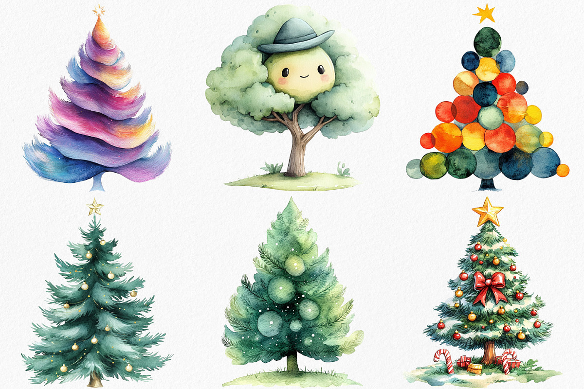 Cute Doodle Christmas Tree Clipart, an Illustration by Canvas Craft (Photo 2 of 7)